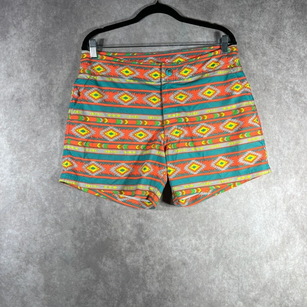 Chubbies Neon Aztec Hybrid Board Swim Shorts Mens Medium Multicolor Drawstring